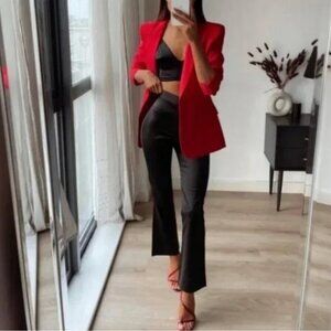 NWT ZARA FAUX LEATHER HIGH-WAISTED LEGGINGS BLACK